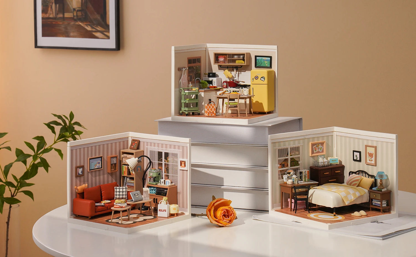 Robotime Rolife 3D Puzzle Happy Meals Kitchen Miniature House Kit