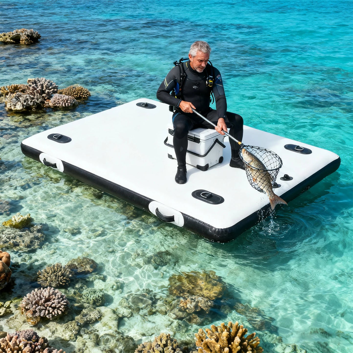 Portable Inflatable Floating Platform For Water Play 2m x 1.5m Raft