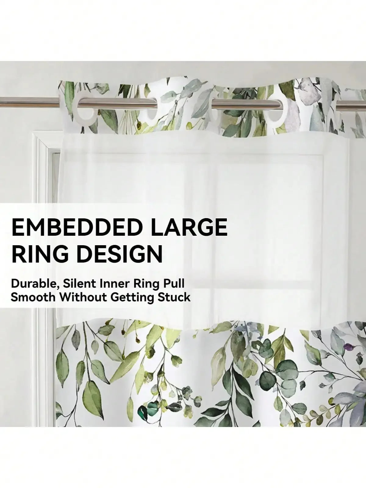 Plants Pattern No Hook Waterproof Shower Curtain PVC Modern Bathroom Decor