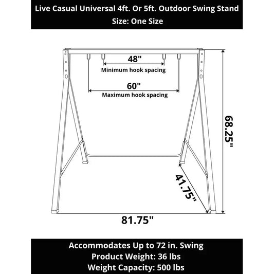 Outdoor Porch Swing Stand Heavy Duty Frame For 4 Ft Or 5 Ft Swings Patio