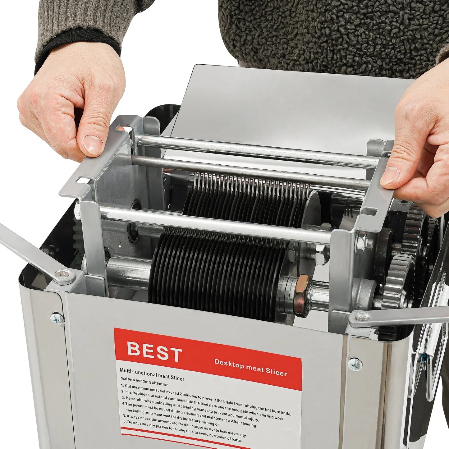 850W Electric Meat Cutter Stainless Steel Slicer US 110V