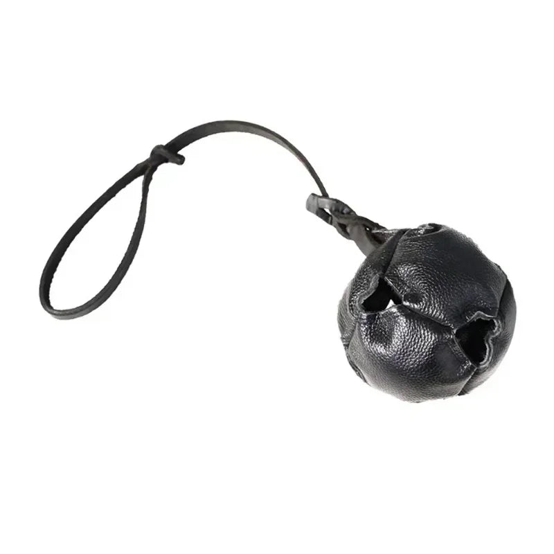 Leather Dog Training Ball Toy With Handle For Fetch And Tug
