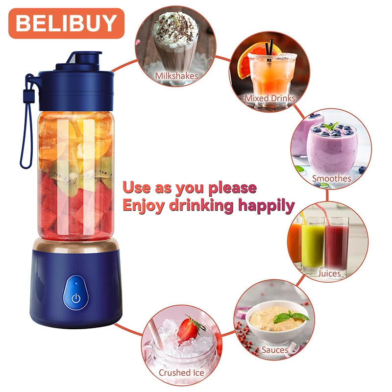 Portable Blender Electric Juicer 600ML Fruit Mixer 2000mAh USB Rechargeable Smoothie Mini Blender Multifunction Juice Maker