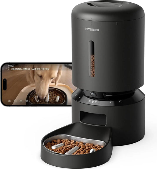 Automatic Pet Feeder With Camera 1080P HD Night Vision Slow Feed Bowl WiFi Audio