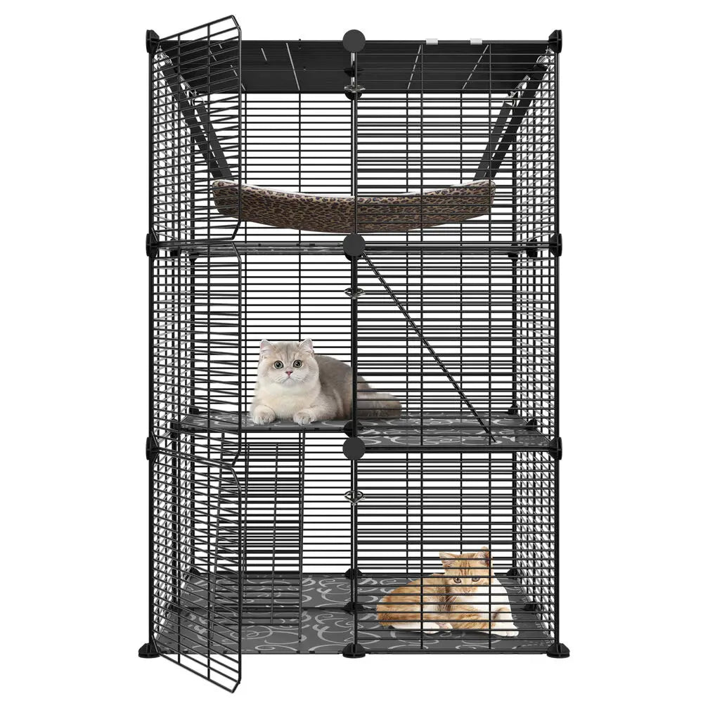 3 Tier Metal Wire Cat Cage With Hammock For 1 To 2 Cats