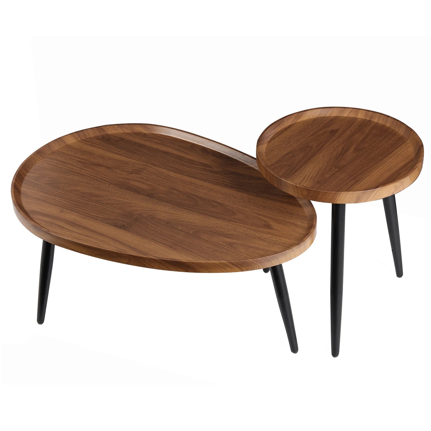 Rustic Round Nesting Coffee Tables Set Of 2 With Wood Tops