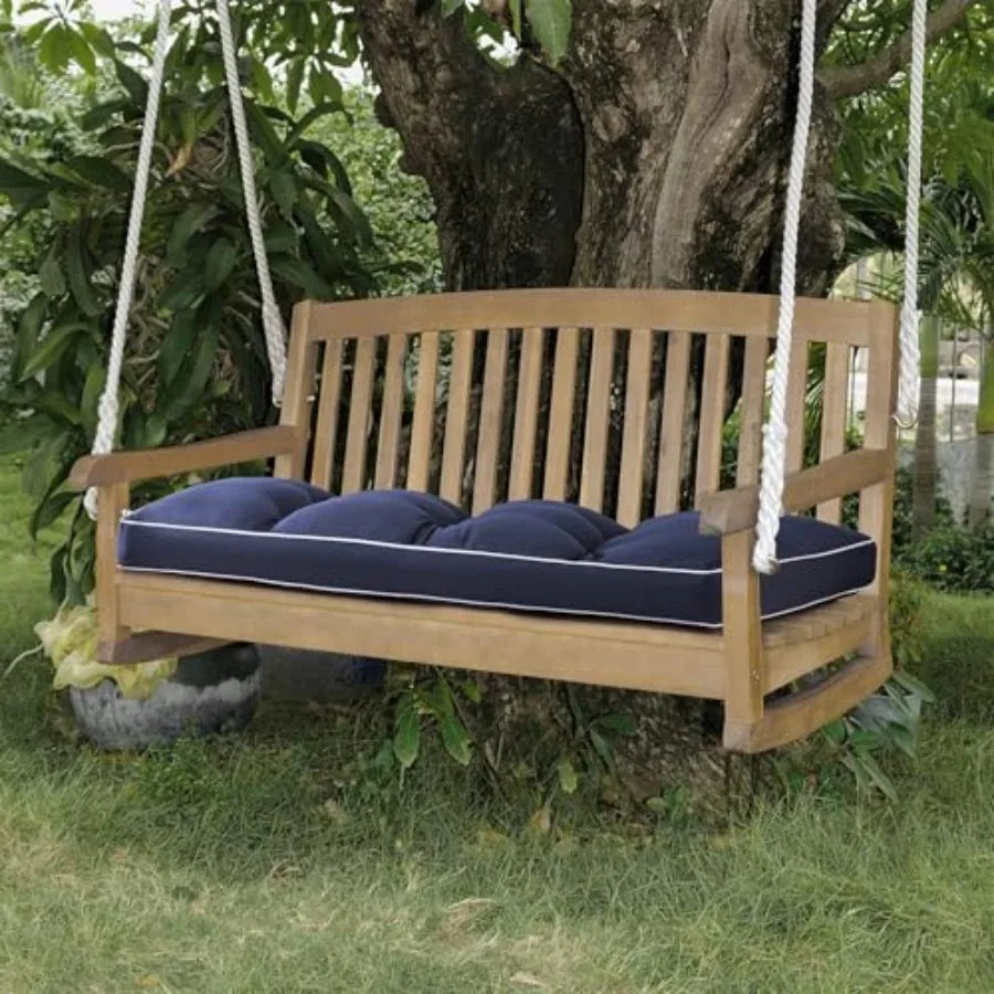 3 Seat 57 Inch Outdoor Porch Swing Cushions Water Resistant Tufted Replacement