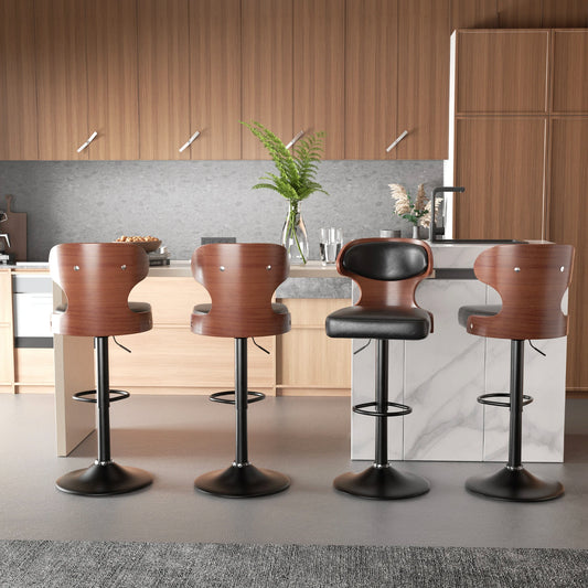 Bar Stool Set 2Pcs With Backrest Soft Cushion Dining Chair