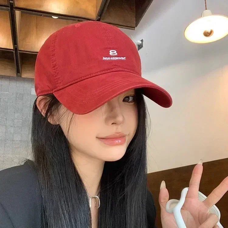 American Street Style Letter Embroidered Baseball Cap Unisex Washed Cotton Hat