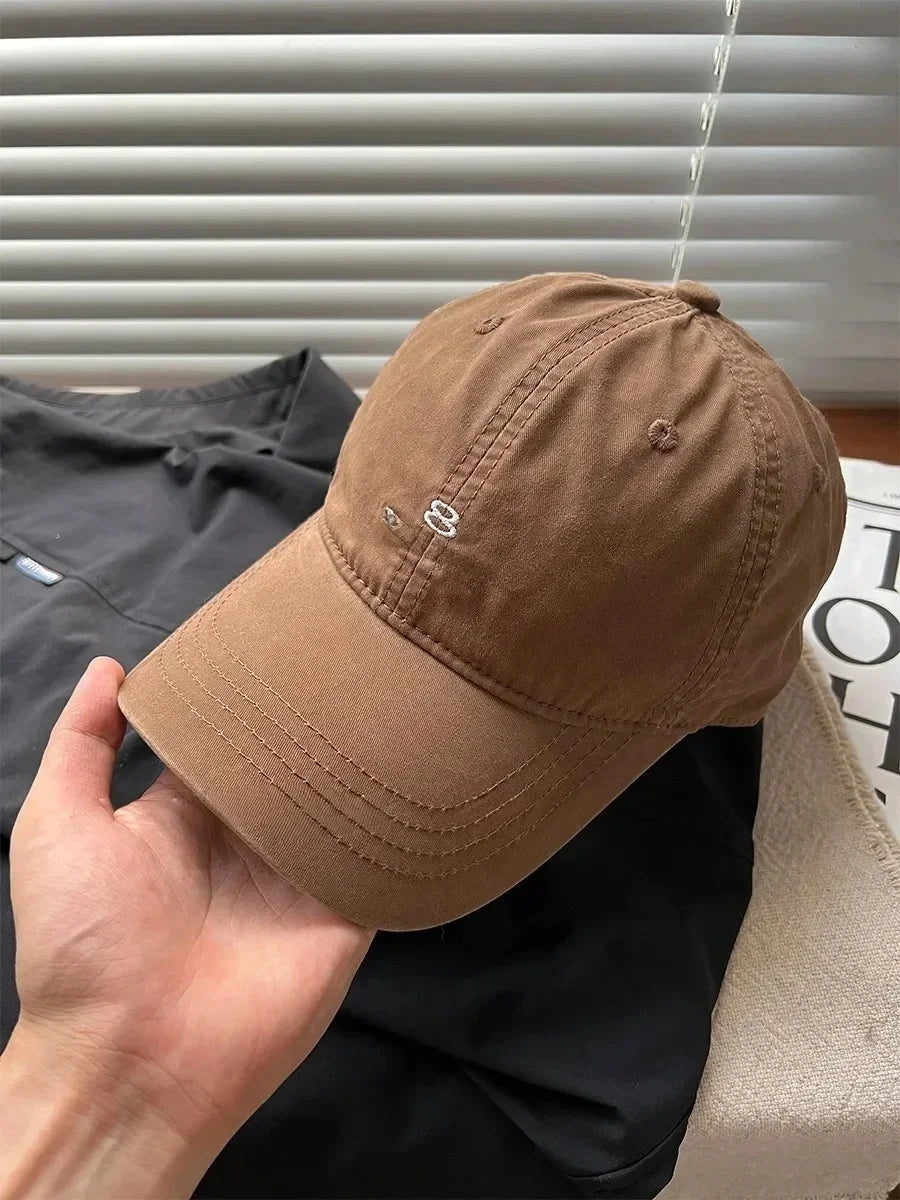 American Street Style Letter Embroidered Baseball Cap Unisex Washed Cotton Hat