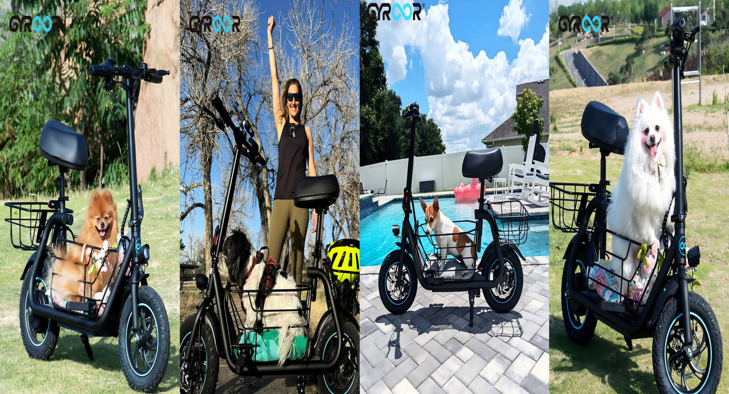 Gyroor Electric Scooter With Pet Basket 3 Riding Modes Foldable For Adults