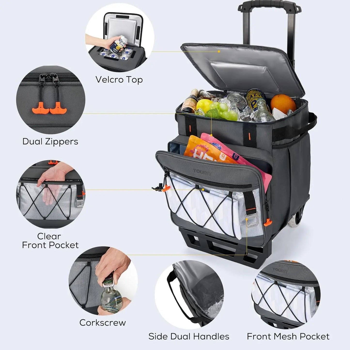 75 Can Insulated Rolling Cooler With Wheels For Beach, Camping, Picnic, Travel