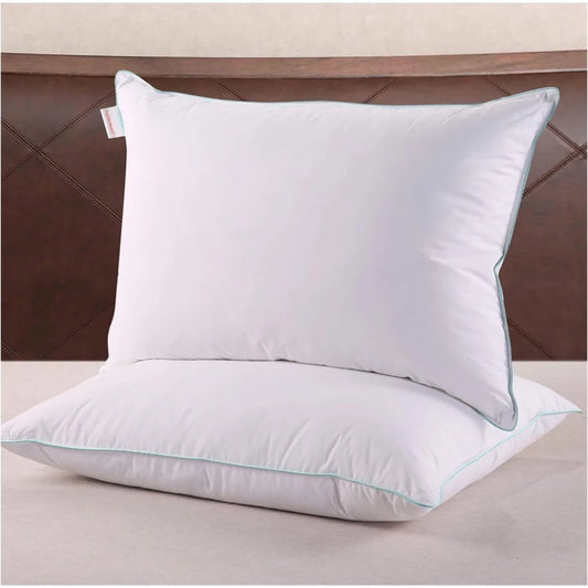 Queen Size Pillow Set Of 2 With 100 Percent Cotton Cover 20x30 Inches