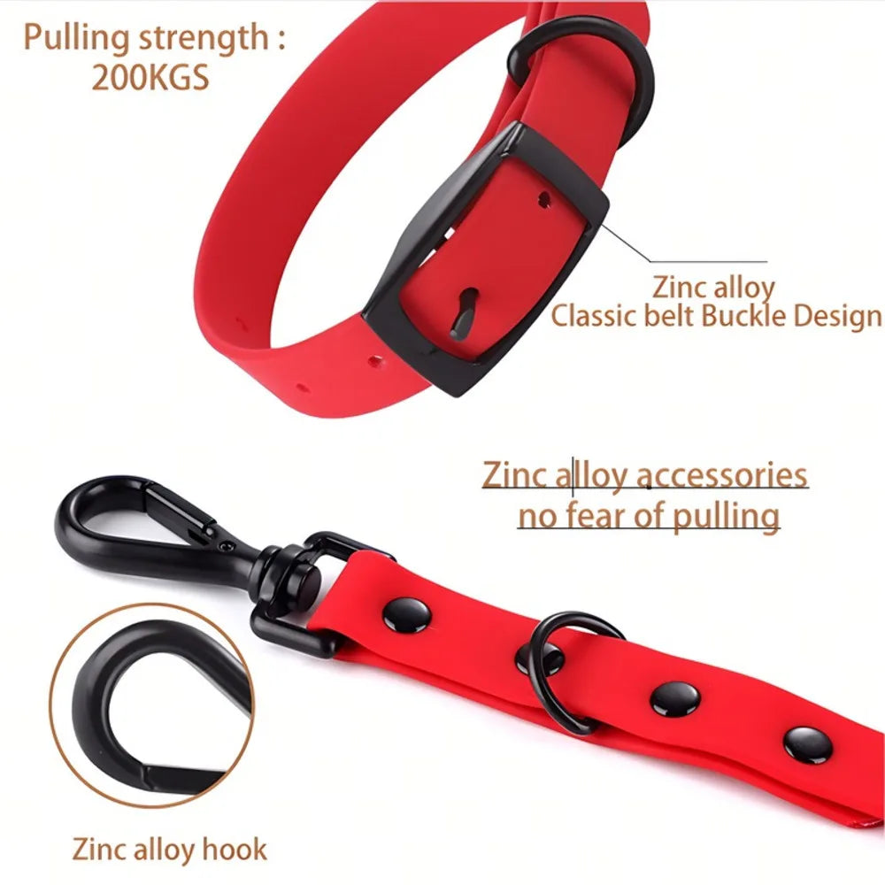 Silicone Pet Collar Leash Adjustable Small Large Dogs