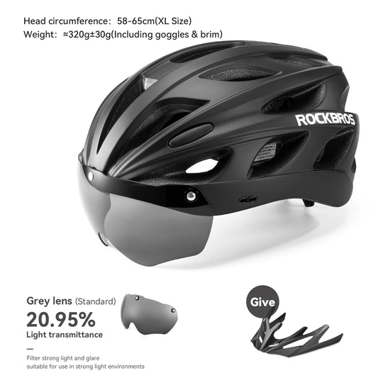 ROCKBROS Lightweight Integrated Cycling Helmet With Goggles Unisex MTB Road Bike