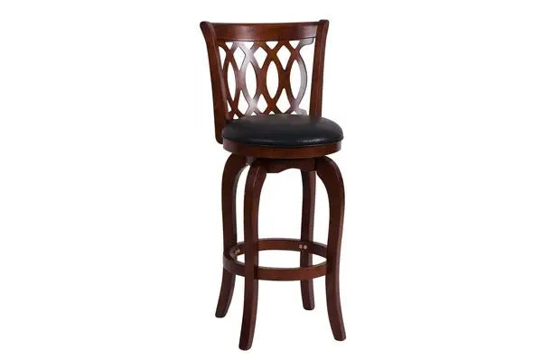 Comfortable Swivel Pub Height Chair Dark Cherry Faux Leather