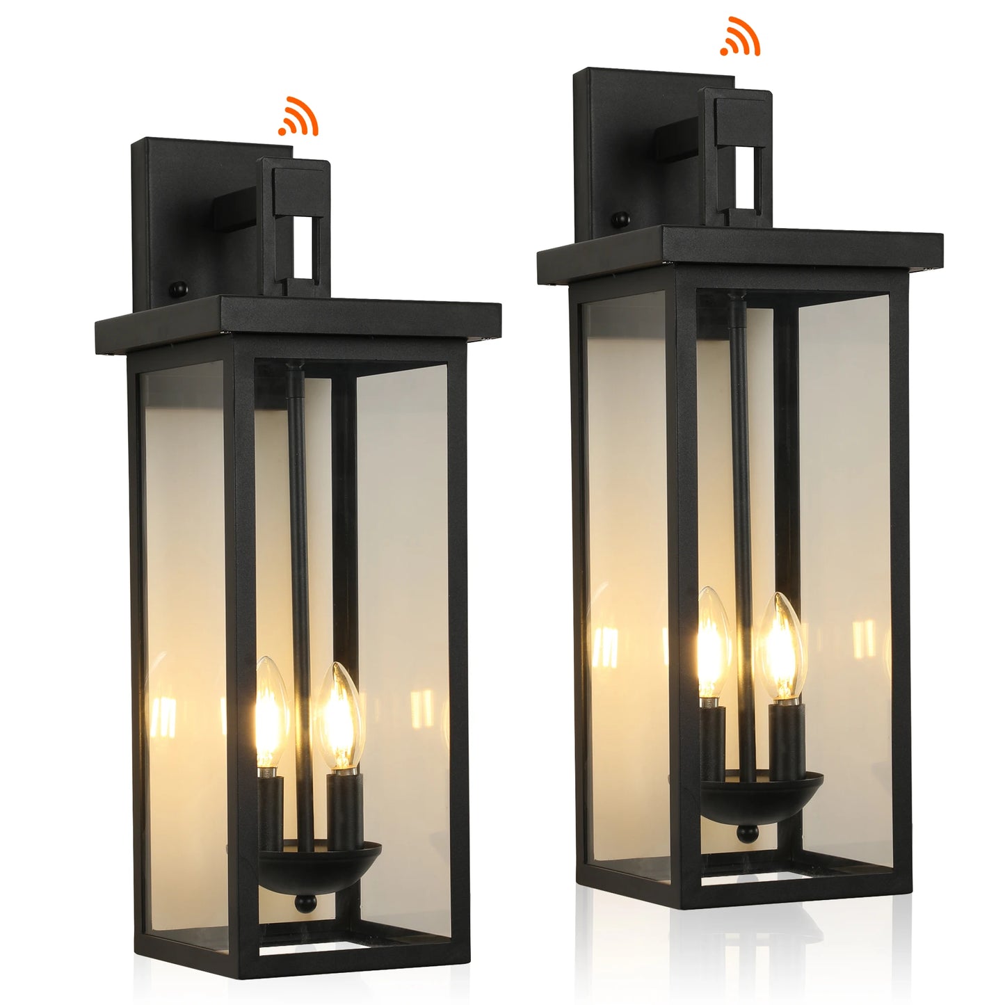 22 Inch Outdoor Wall Lantern Dusk to Dawn Matte Black