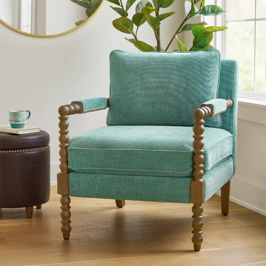 Pioneer Woman Spindle Accent Chair Antique White Upholstery