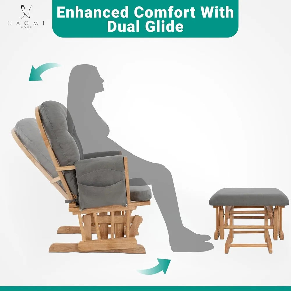 Brisbane Nursery Glider Ottoman Set With Recliner Rocking Chair