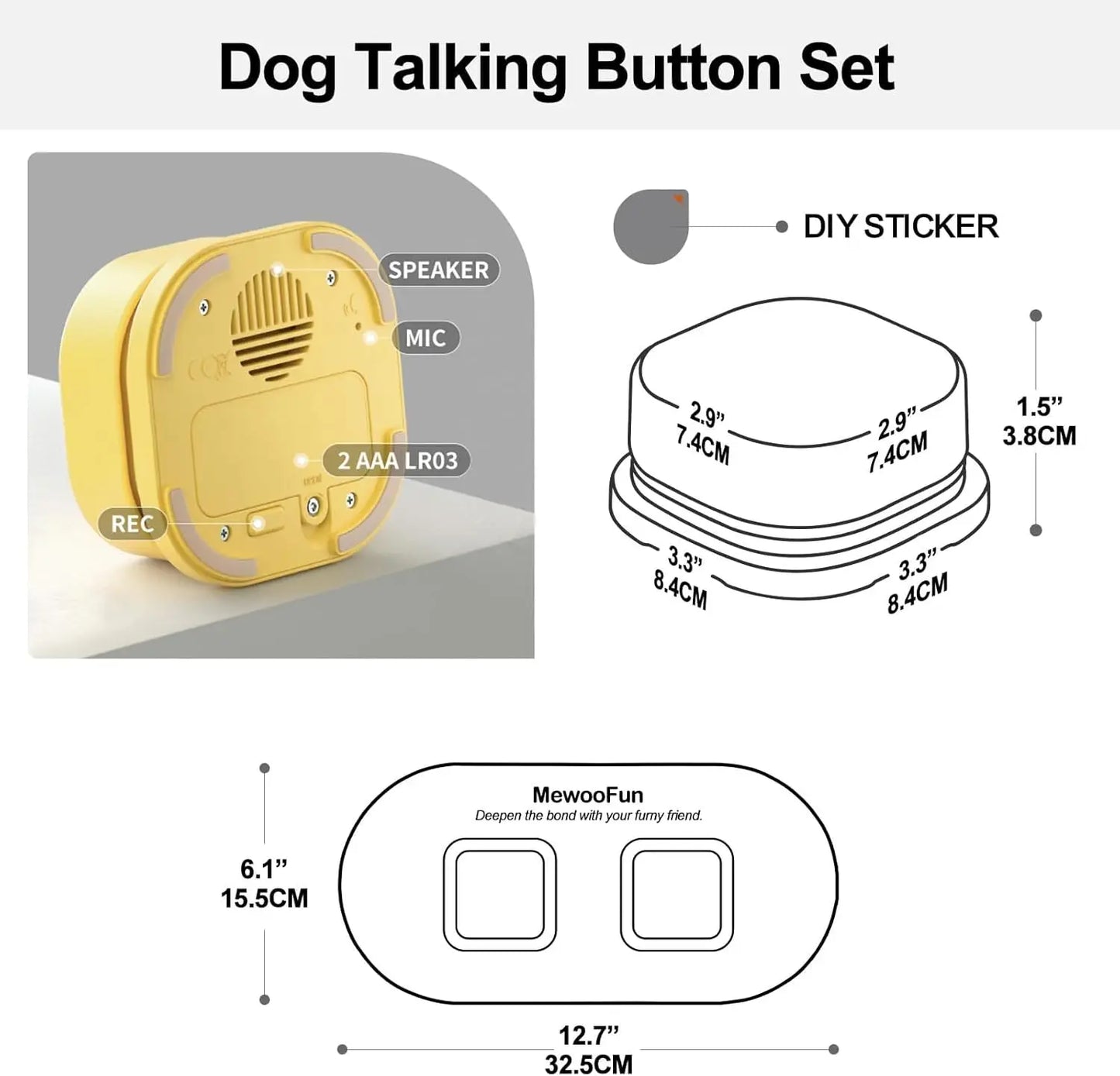 Mewoofun Dog Communication Buttons Talking Kit With Mat