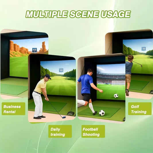 12x8 Indoor Golf Simulator Enclosure With HD Impact Screen And Durable Frame