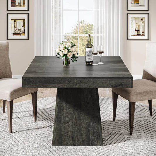 Tribesigns Square Dining Table For 4 With Pedestal Base