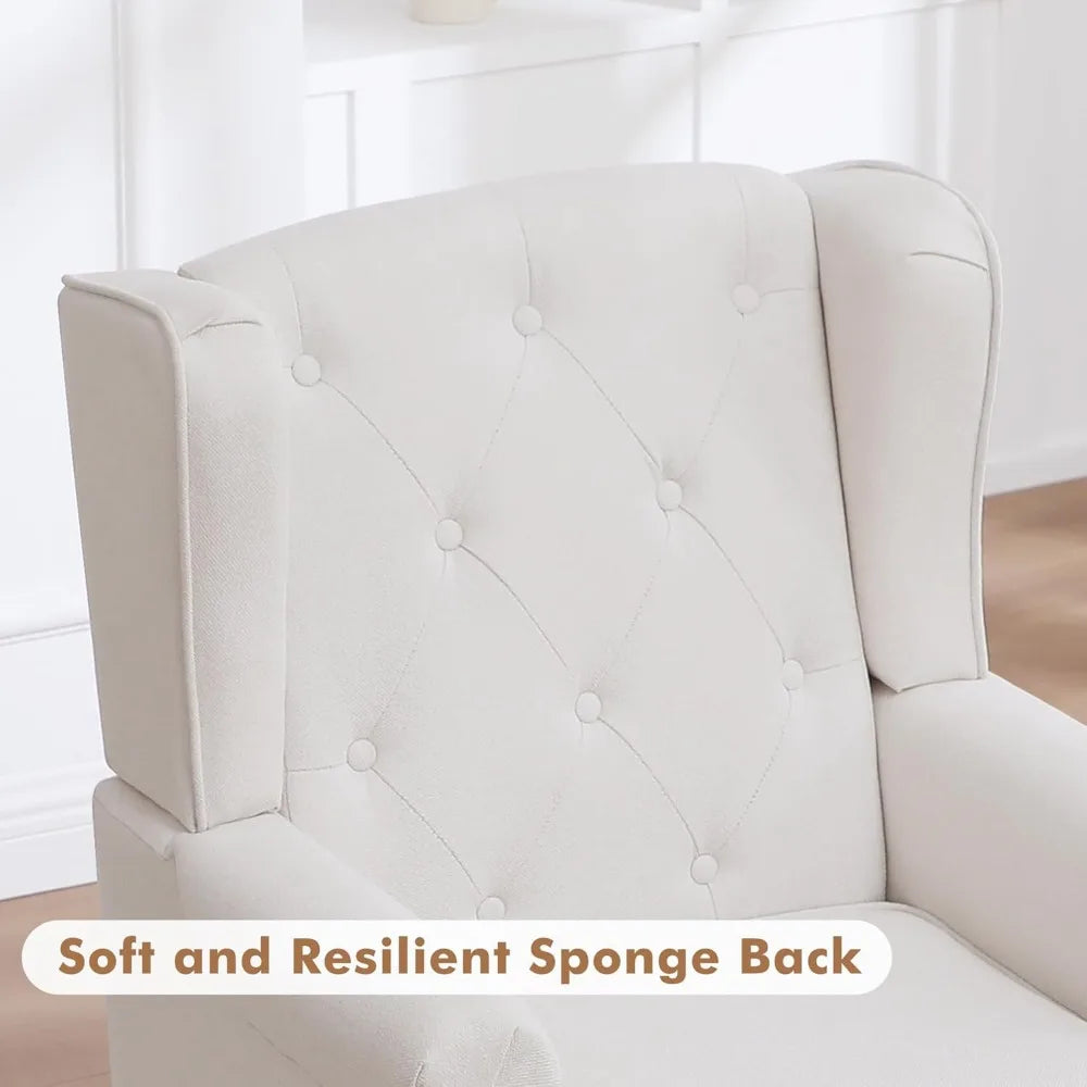 Accent Chair Set Of 2 Mid Century Modern Fabric Wingback Chairs With High Back