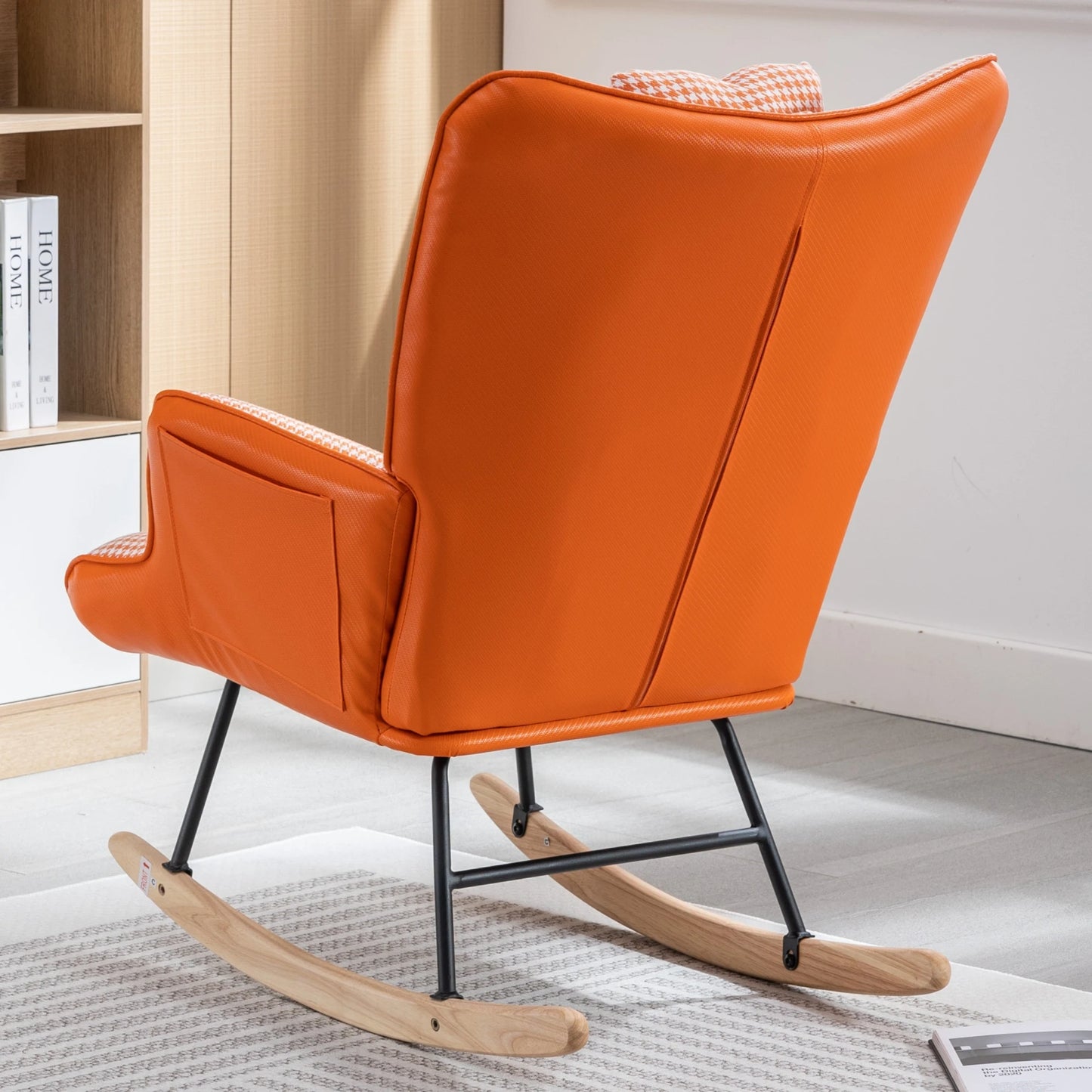 Nursery Rocking Chair Glider With High Back Cotton Linen