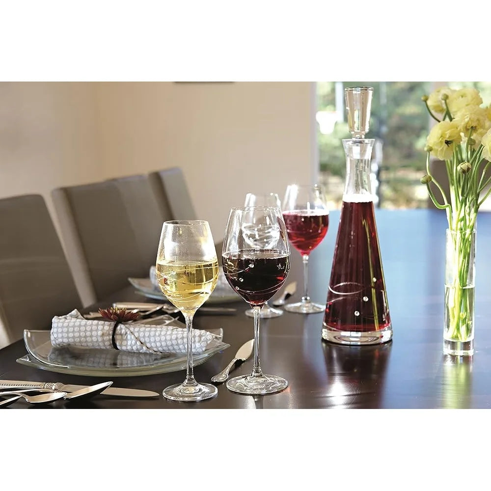 Artisan White Wine Glasses Set of 4 Crystal Diamonds