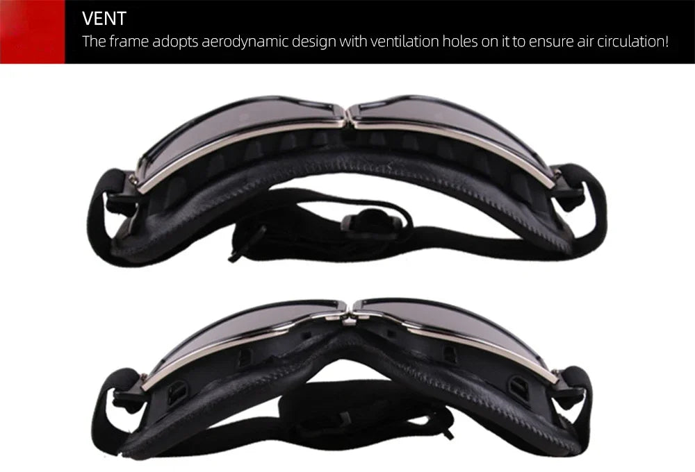 Motorcycle Glasses Windproof Leather Retro Sunglasses Universal Folding Frames