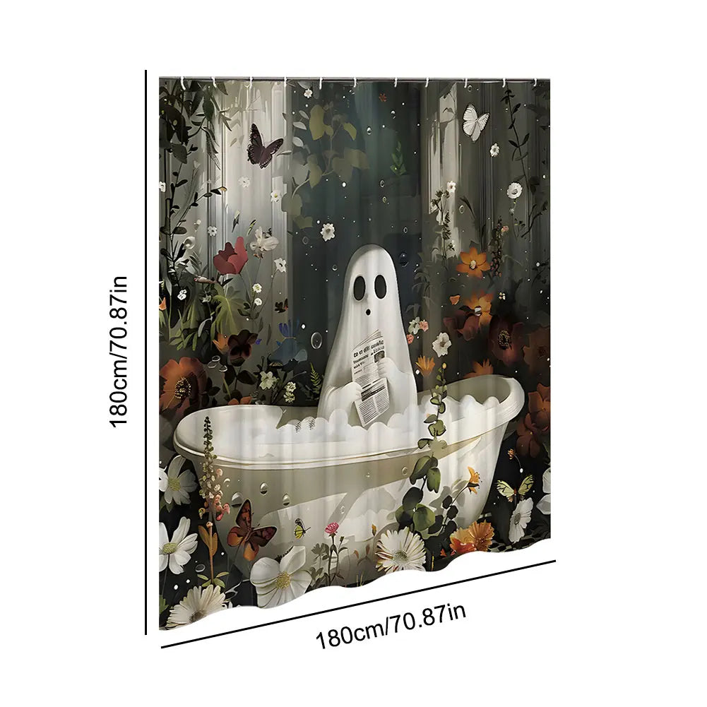 Cute Cartoon Ghost Shower Curtain Halloween Polyester