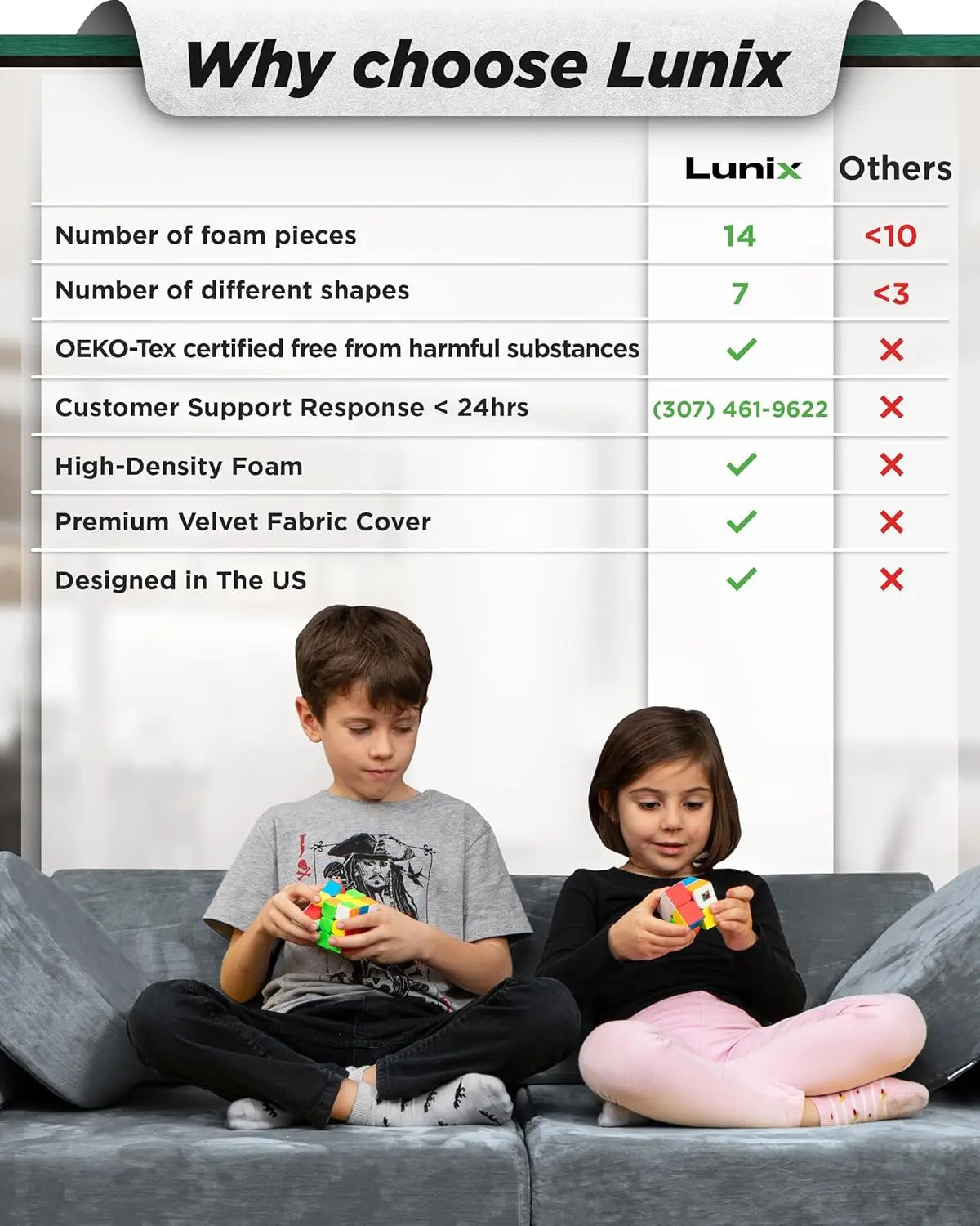 14 Piece Modular Kids Play Couch Convertible Foam Furniture for Toddlers Gray