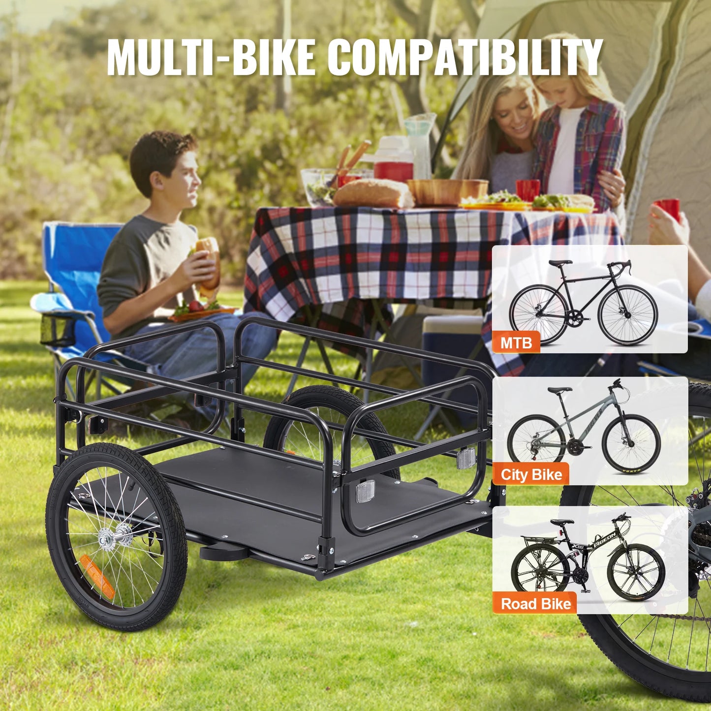 SucceBuy Bike Cargo Trailer 160 Lbs Foldable 16 Inch Wheels