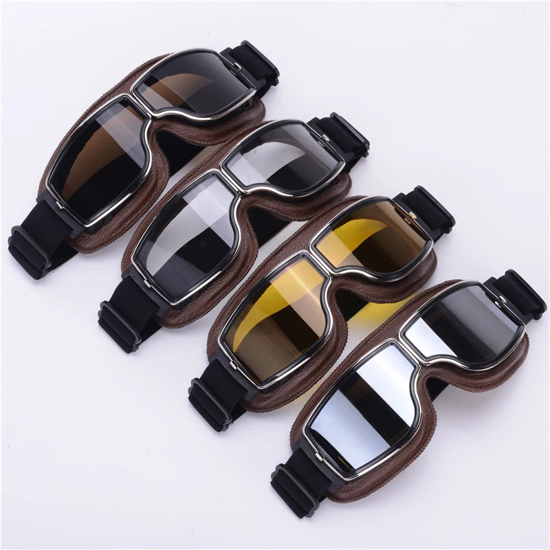 Motorcycle Glasses Windproof Leather Retro Sunglasses Universal Folding Frames