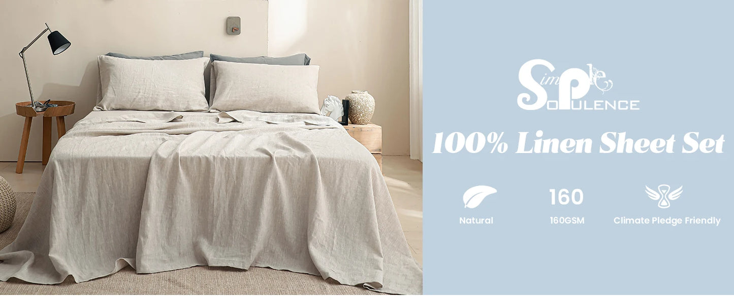 Simple Opulence 3 4 Piece Bed Linen Sheet Set French Flax