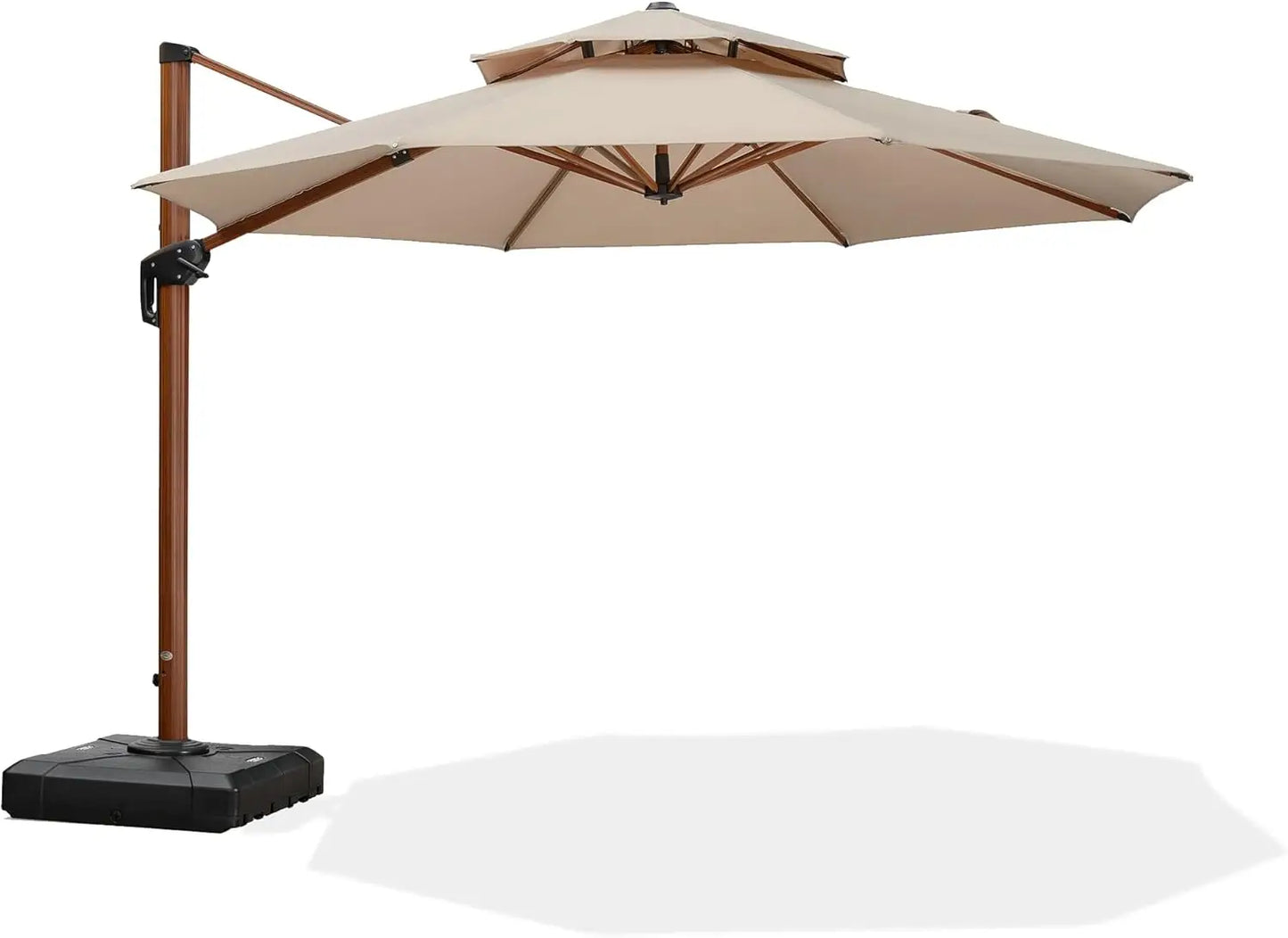11ft Patio Round Cantilever Umbrella Windproof Offset Heavy Duty For Garden