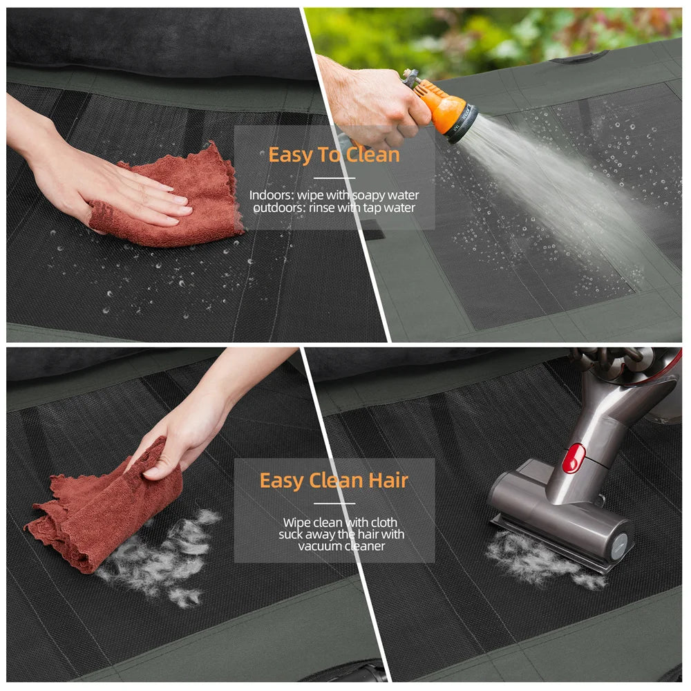 XXL Outdoor Raised Dog Bed With Cooling Breathable Mat And Plush Mat