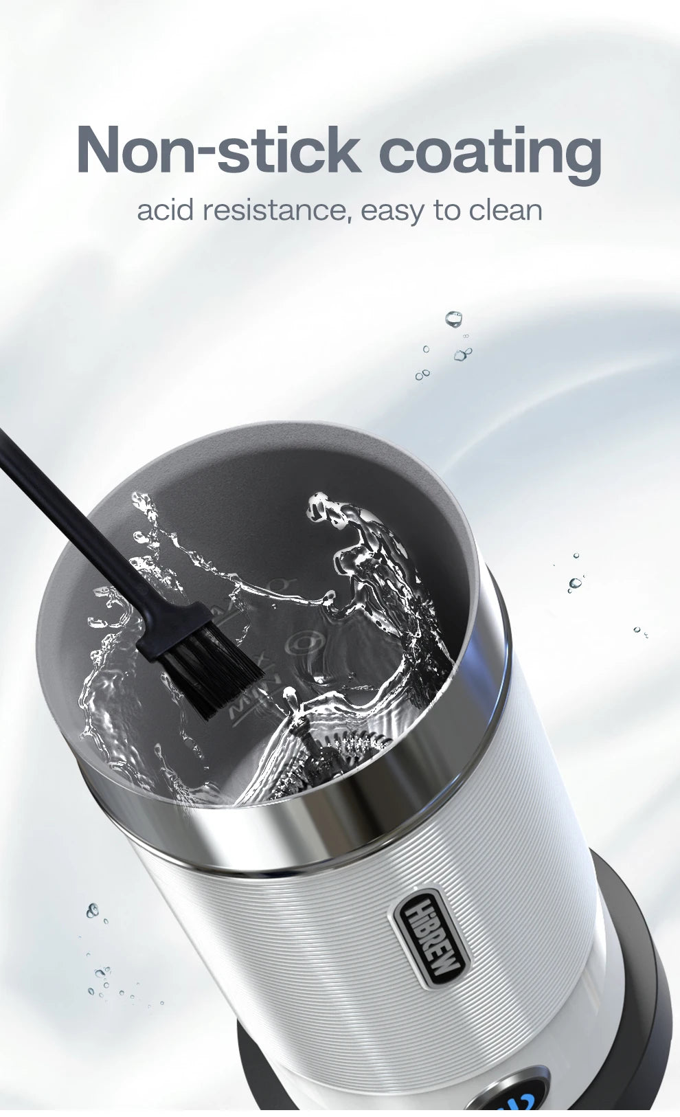 HiBREW Electric Milk Frother Foaming Mixer for Hot and Cold Latte Cappuccino Fully Automatic Milk Warmer Model M1A