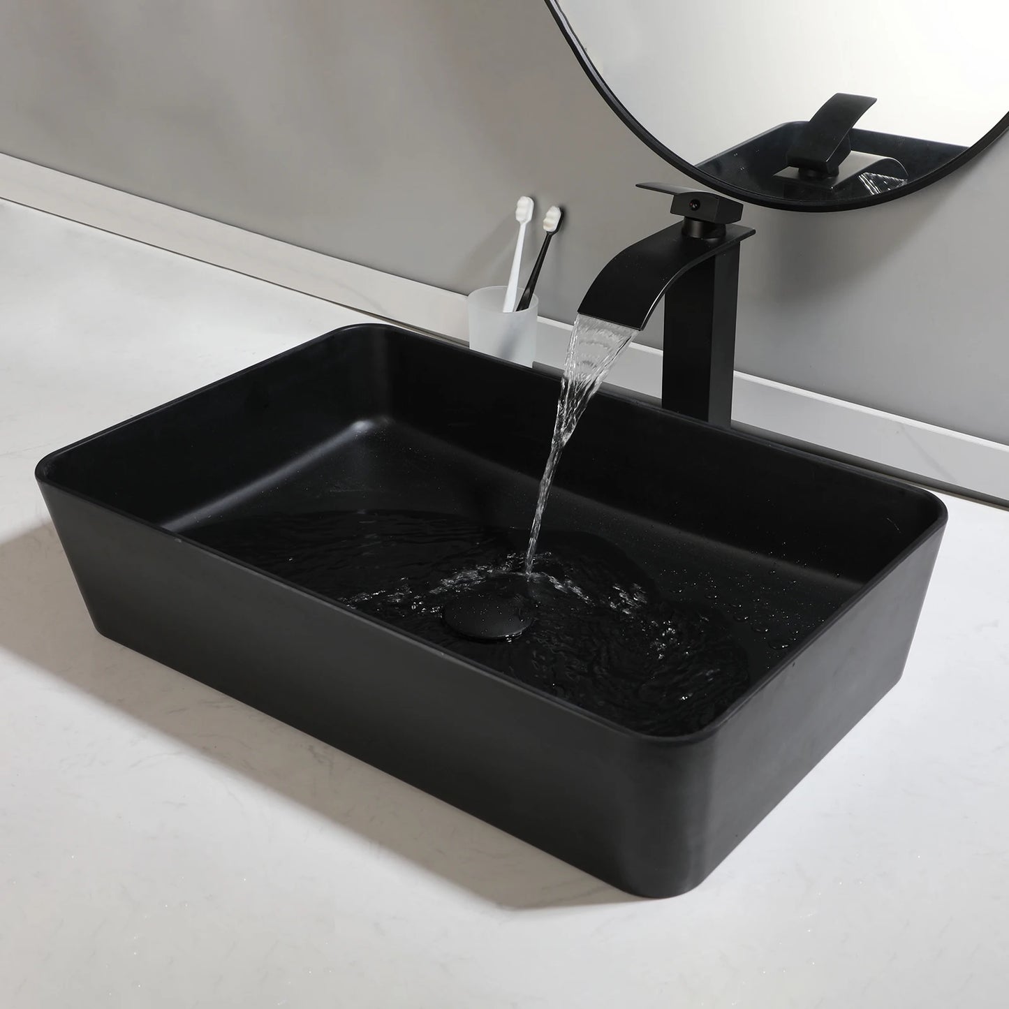KEMAIDI Modern Vessel Sink Basin Above Counter With Faucet