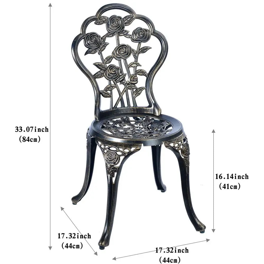 3-Piece Outdoor Bistro Set, Rust-Resistant Metal Patio Table, Vintage Copper Finish