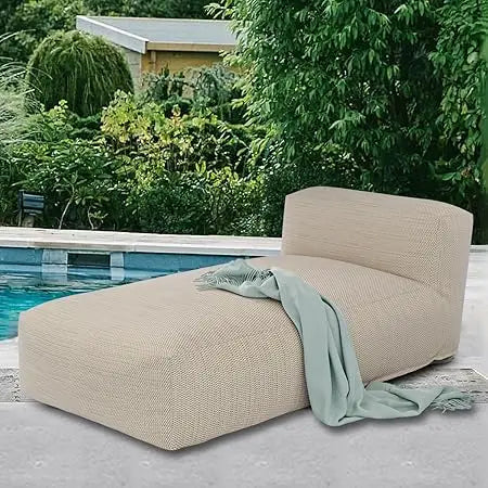 Outdoor Foam Filled Bean Bed Chair Sun Lounger for Patio and Pool