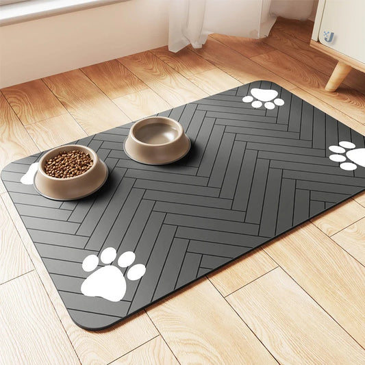 Pet Feeding / Placemat for Food and Water Bowl, with Waterproof Rubber Backing, Quick Dry Water Mat for Dog Cat