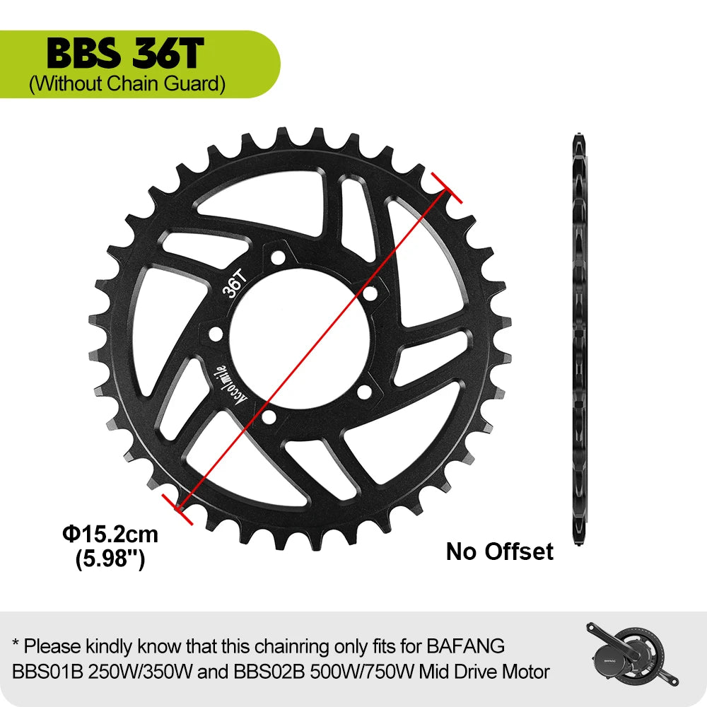 36T Chainring Sprocket For Bafang BBS01 BBS01B BBS02 BBS02B
