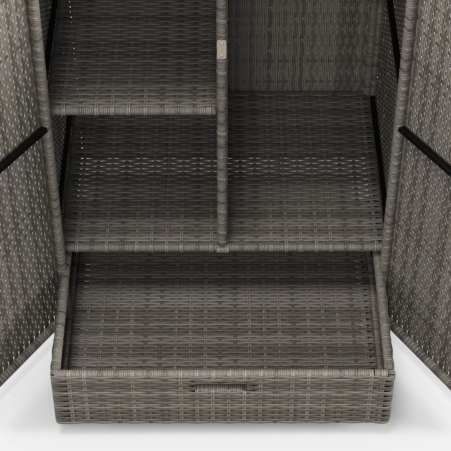 Outsunny Wicker Towel Rack Pool With Drawer Dark Gray