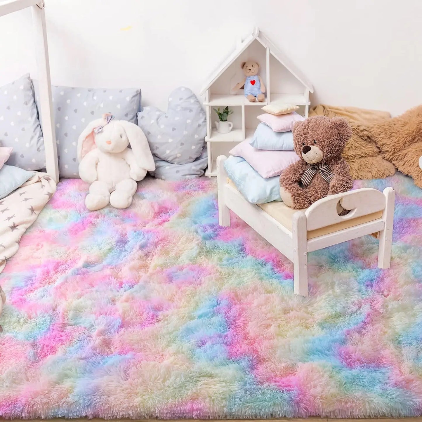Fluffy Rugs for Bedroom Fuzzy Area Rugs for Living Room Soft Kids Carpet Non Slip for Hardwood Floors Room Decor
