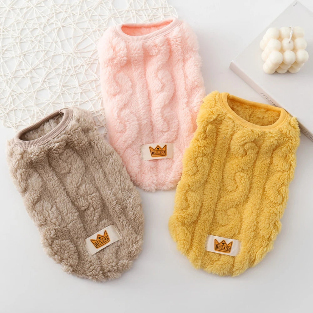 Solid Cute Wavy Double Sided Puppy Kitten Warm Coat Sweater for Small Dogs Cats