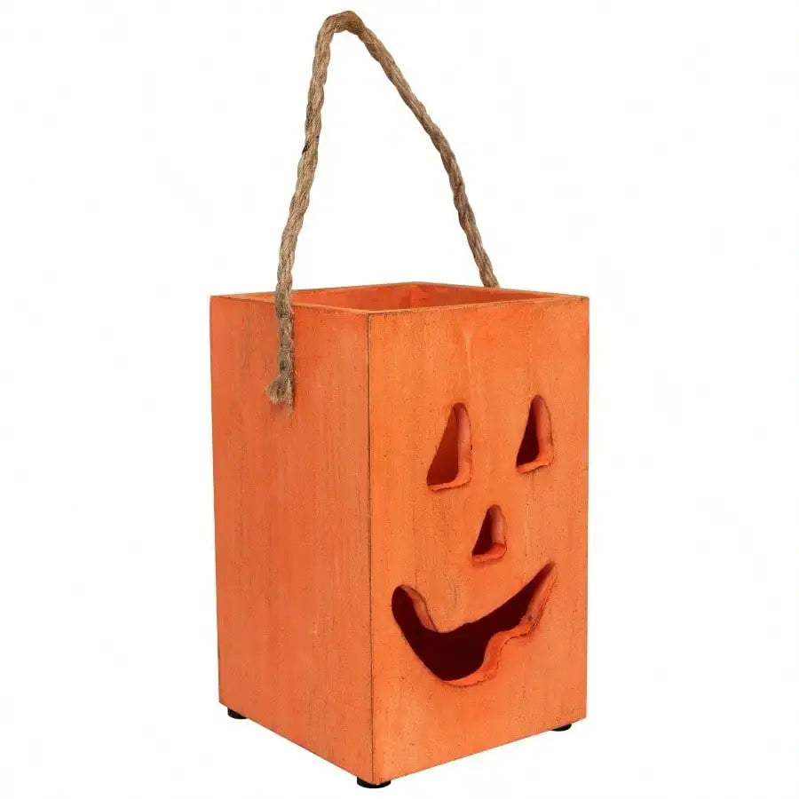 Large Scented Orange Halloween Candle Wood Wick 8 Hour Burn
