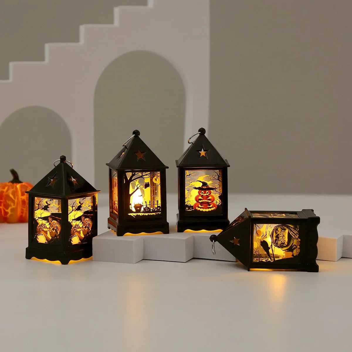 Halloween Storm Lantern LED Pumpkin Lamp Night Light