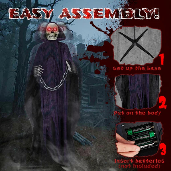 Life Size Grim Reaper Animatronic 6ft Decoration With Sound