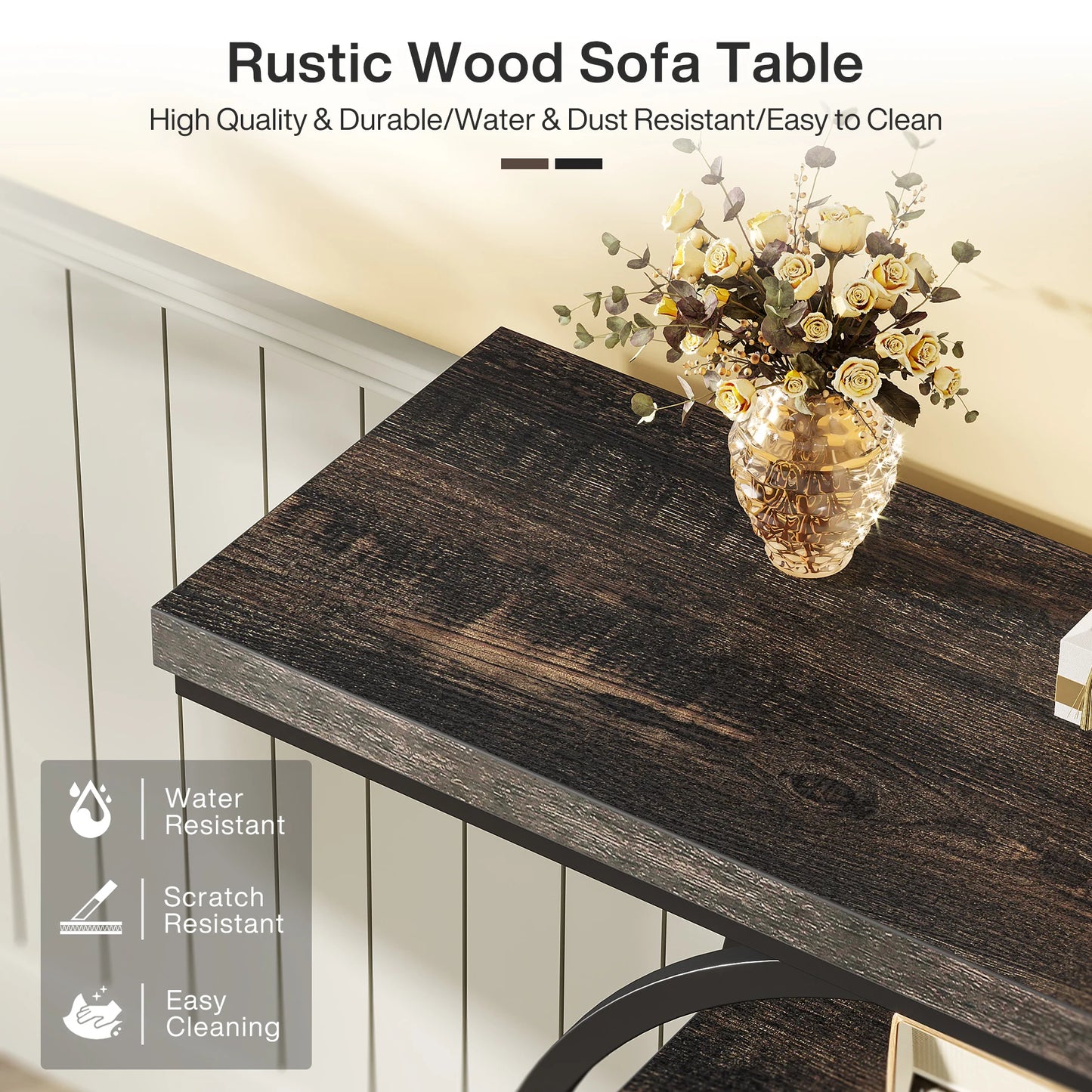 Tribesigns 41.3 Inch Industrial Sofa Table 4 Tier Entryway